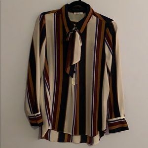 Striped blouse with bow medium
